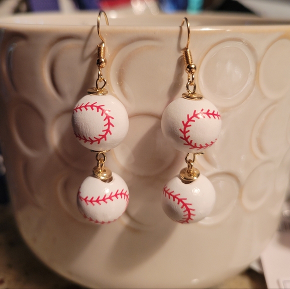 Baseball Dangle Earrings - Picture 3 of 4